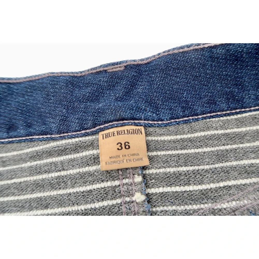 True Religion Mens Geno Moto Relaxed‎ Slim Jeans Denim Blue Size 36x33 NWT